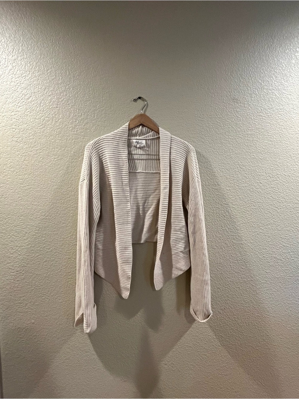 Andrea Jovine Cream Open-Front Ribbed Cardigan